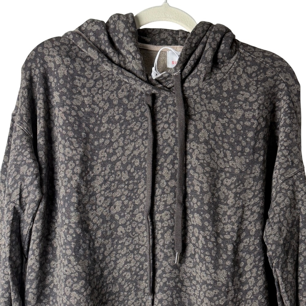 Sundry Hoodie Viscose Cotton Women S/0 Brown Leopard Print Pink Stripes USA